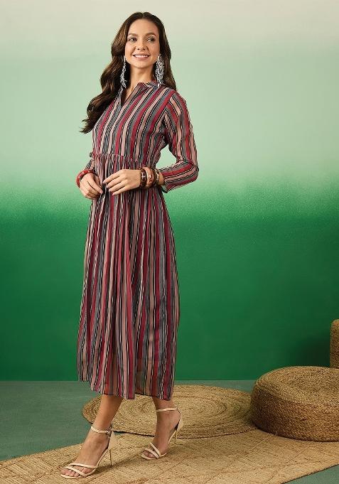 Multi Color Printed Chiffon Dress