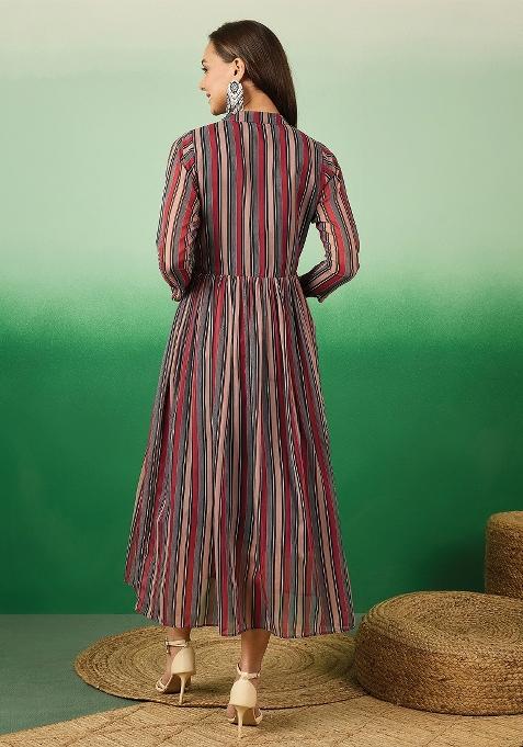 Multi Color Printed Chiffon Dress