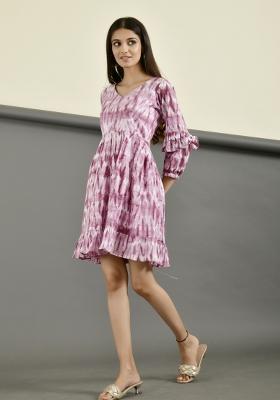 Lavender Embroidery Cotton Dress