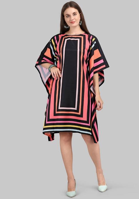 Multicolor Digital Printed Polyester Crepe Kaftan