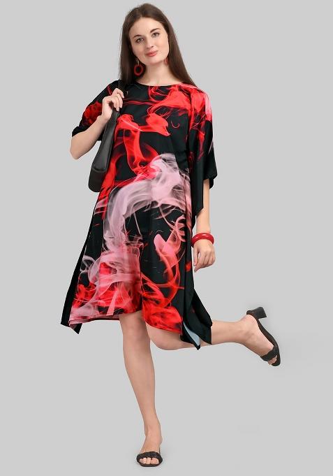 Multicolor Digital Printed Polyester Crepe Kaftan