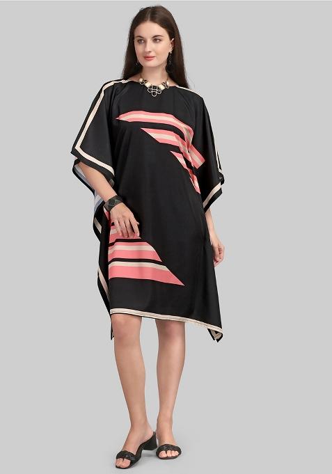 Multicolor Digital Printed Polyester Crepe Kaftan