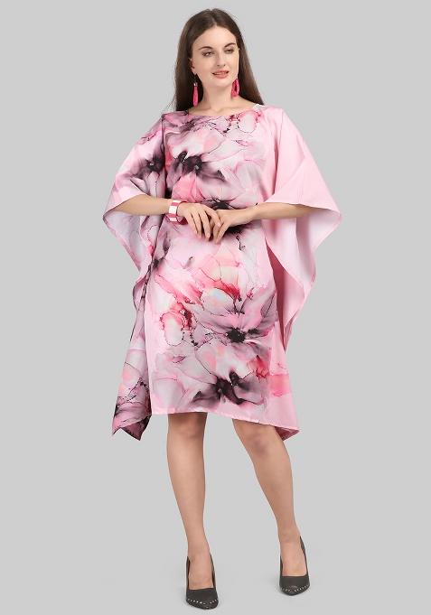 Multicolor Digital Printed Polyester Crepe Kaftan