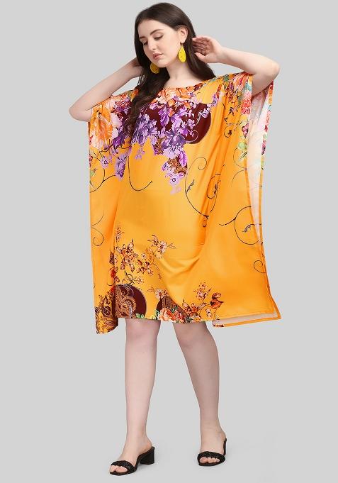 Multicolor Digital Printed Polyester Crepe Kaftan