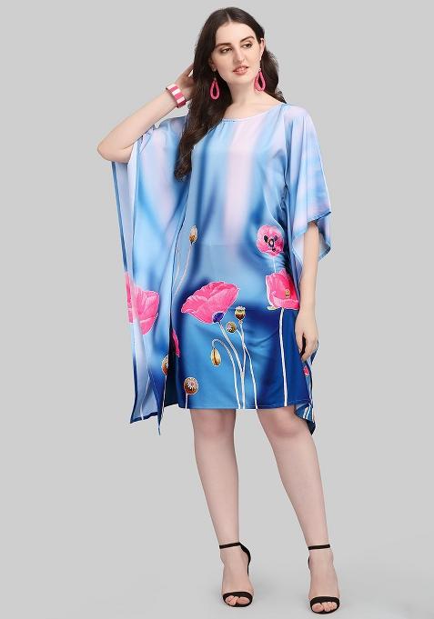 Multicolor Digital Printed Polyester Crepe Kaftan