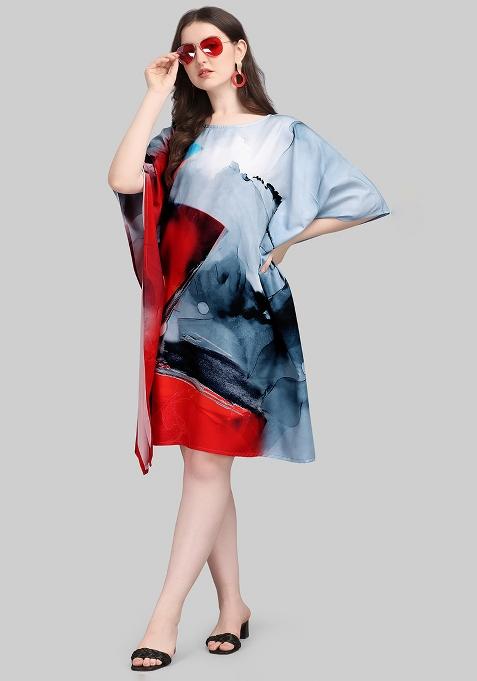 Multicolor Digital Printed Polyester Crepe Kaftan