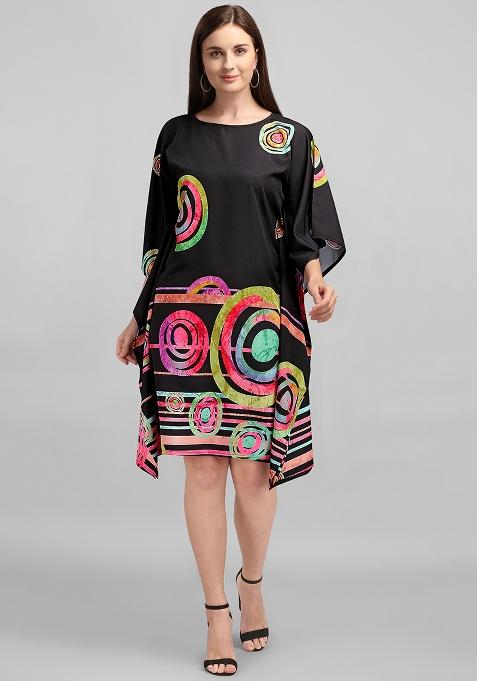 Multicolor Digital Printed Polyester Crepe Kaftan