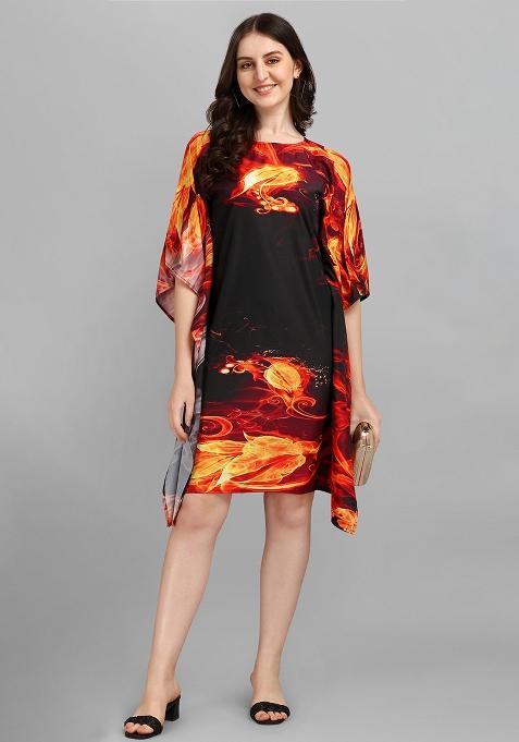 Multicolor Digital Printed Polyester Crepe Kaftan