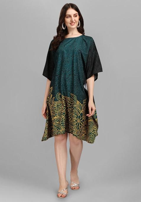 Multicolor Digital Printed Polyester Crepe Kaftan