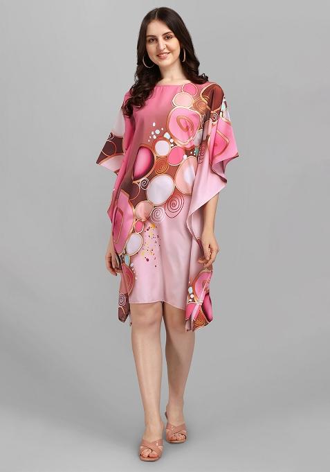 Multicolor Digital Printed Polyester Crepe Kaftan