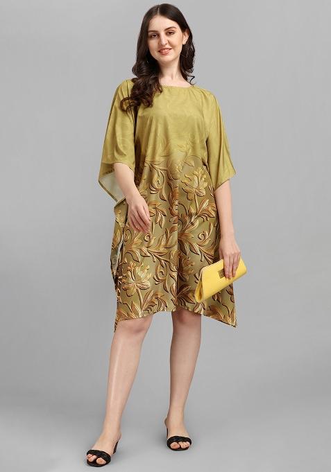 Multicolor Digital Printed Polyester Crepe Kaftan