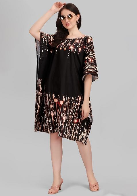 Multicolor Digital Printed Polyester Crepe Kaftan
