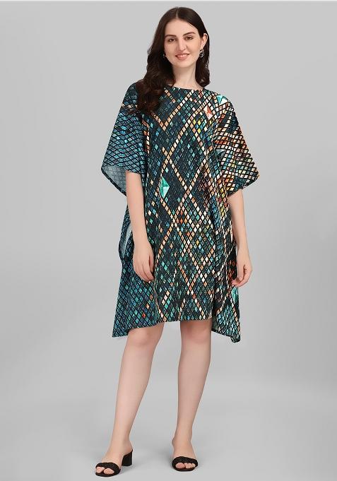 Multicolor Digital Printed Polyester Crepe Kaftan