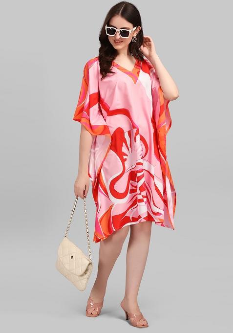 Multicolor Digital Printed Polyester Crepe Kaftan