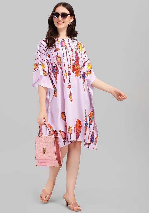 Multicolor Digital Printed Polyester Crepe Kaftan