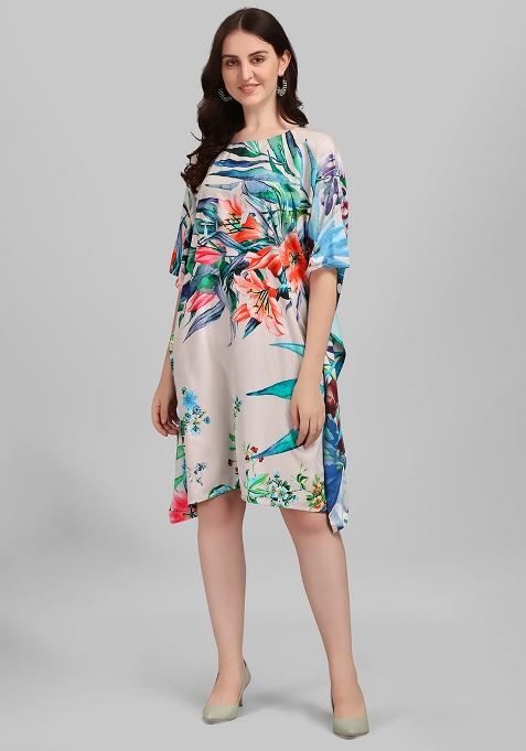 Multicolor Digital Printed Polyester Crepe Kaftan
