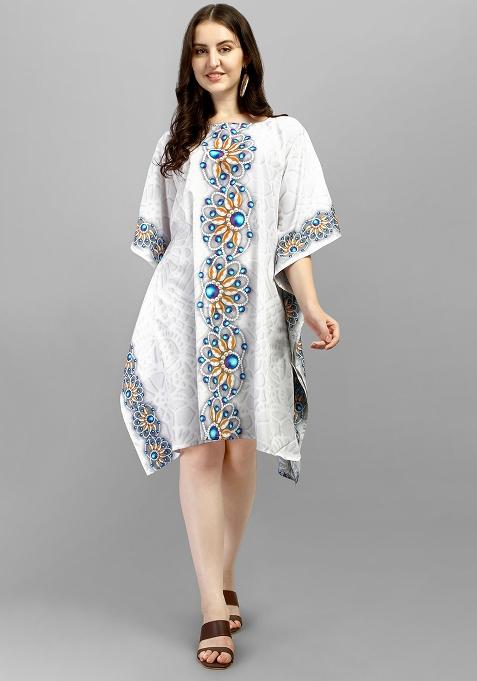 Multicolor Digital Printed Polyester Crepe Kaftan