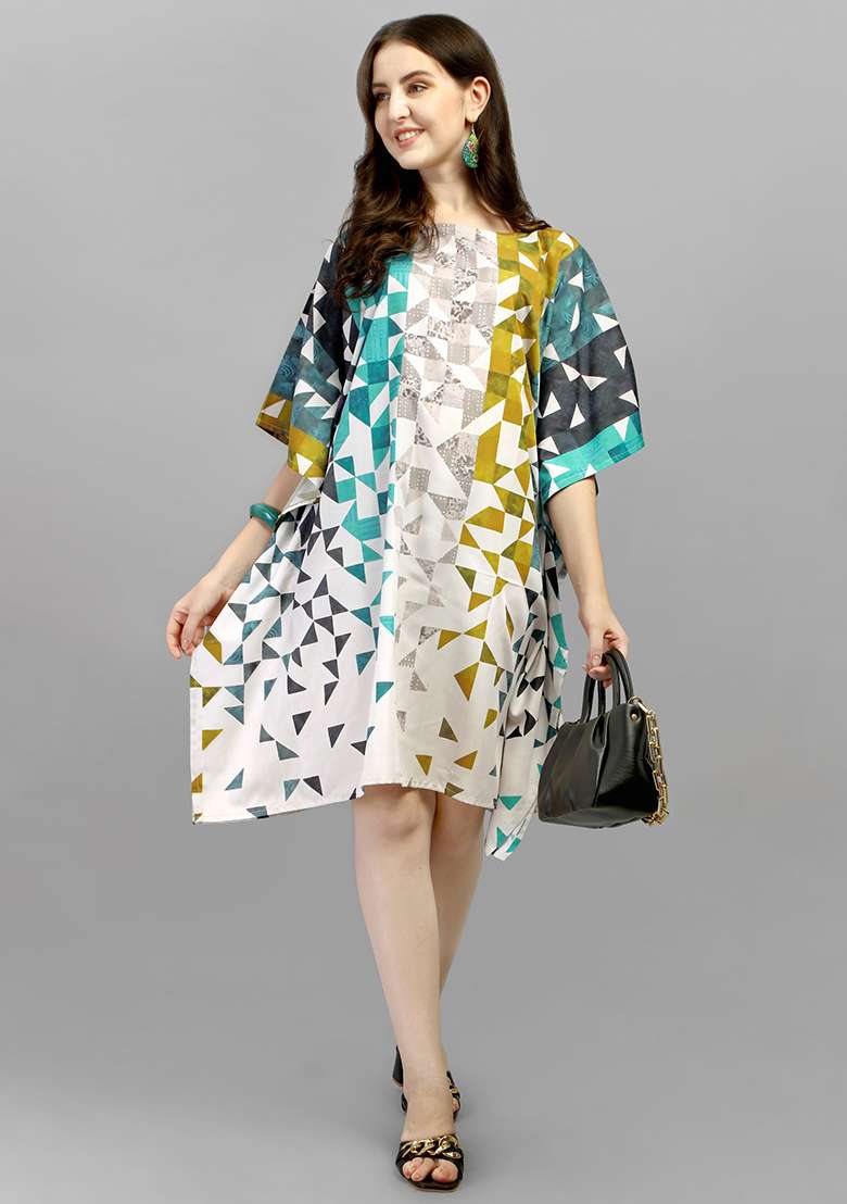 Multicolor Printed Polyester Kaftan for Diwali and Festive Wear - Indya