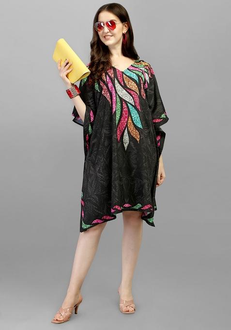Multicolor Digital Printed Polyester Crepe Kaftan