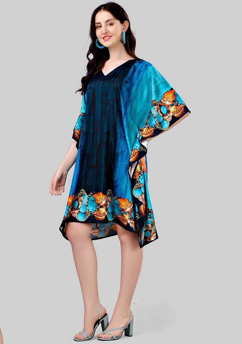 Multicolor Printed Polyester Kaftan for Diwali and Festive Wear - Indya