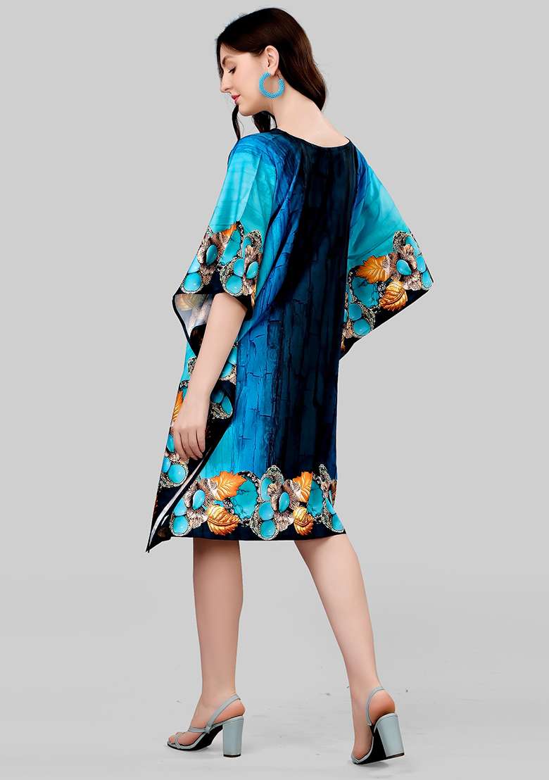 Multicolor Printed Polyester Kaftan for Diwali and Festive Wear - Indya