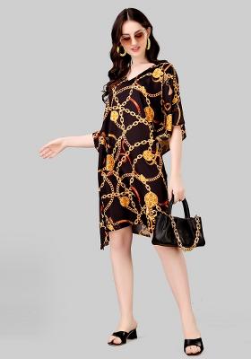 Multicolor Digital Printed Polyester Crepe Kaftan