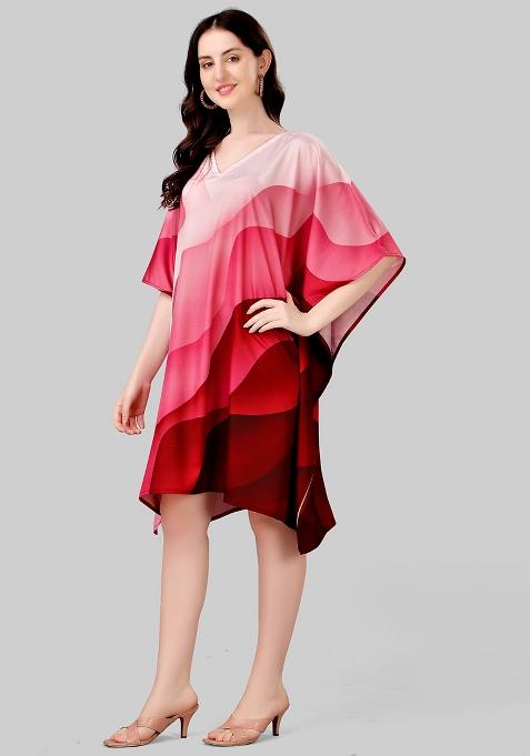 Multicolor Digital Printed Polyester Crepe Kaftan