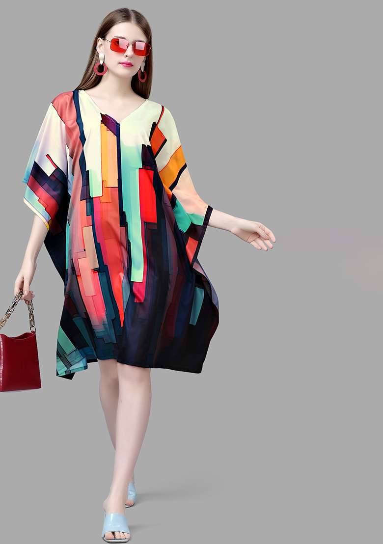 Multicolor Polyester Kaftan with Printed for Diwali | Wedding & Festive Wear - Indya