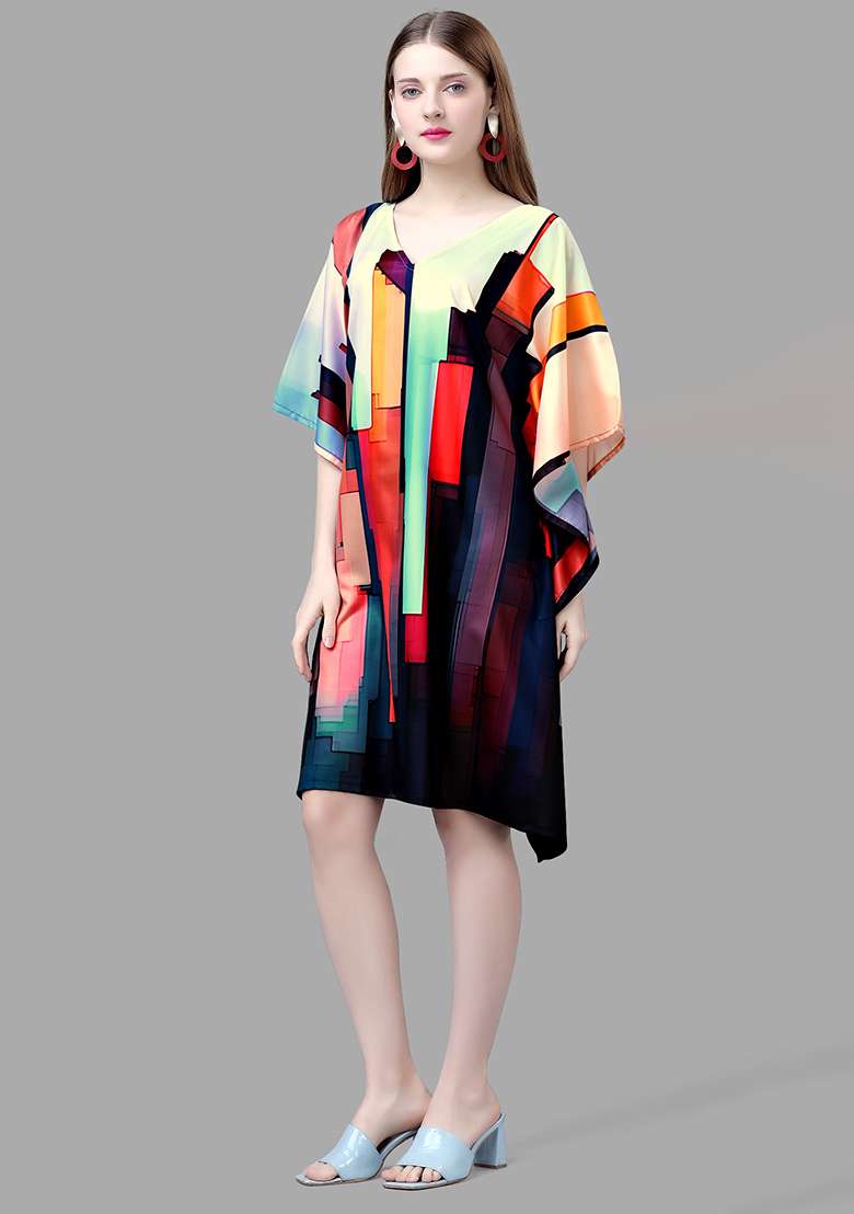 Multicolor Polyester Kaftan with Printed for Diwali | Wedding & Festive Wear - Indya