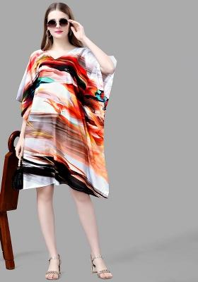 Multicolor Digital Printed Polyester Crepe Kaftan