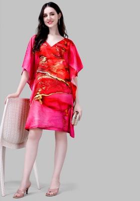 Multicolor Digital Printed Polyester Crepe Kaftan