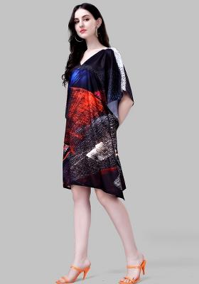 Multicolor Digital Printed Polyester Crepe Kaftan