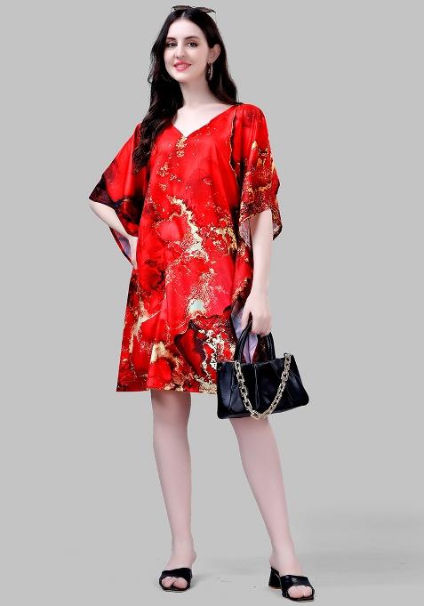 Multicolor Digital Printed Polyester Crepe Kaftan