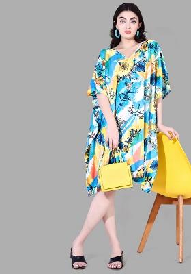 Multicolor Digital Printed Polyester Crepe Kaftan