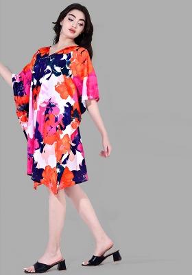 Multicolor Digital Printed Polyester Crepe Kaftan