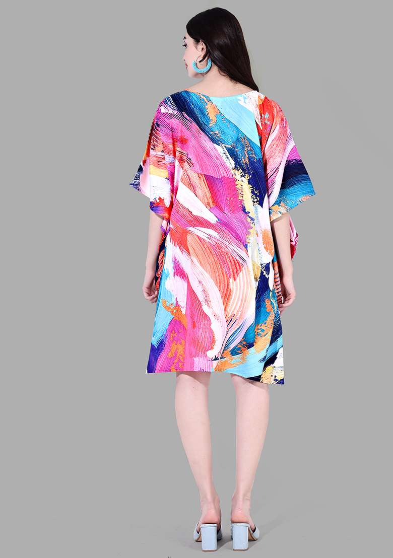 Multicolor Polyester Kaftan with Printed for Diwali | Wedding & Festive Wear - Indya