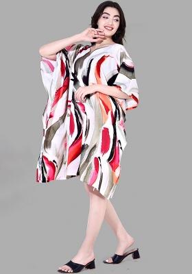 Multicolor Digital Printed Polyester Crepe Kaftan