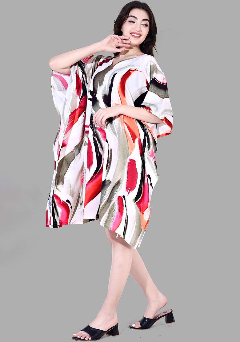 Multicolor Polyester Kaftan with Printed for Diwali | Wedding & Festive Wear - Indya