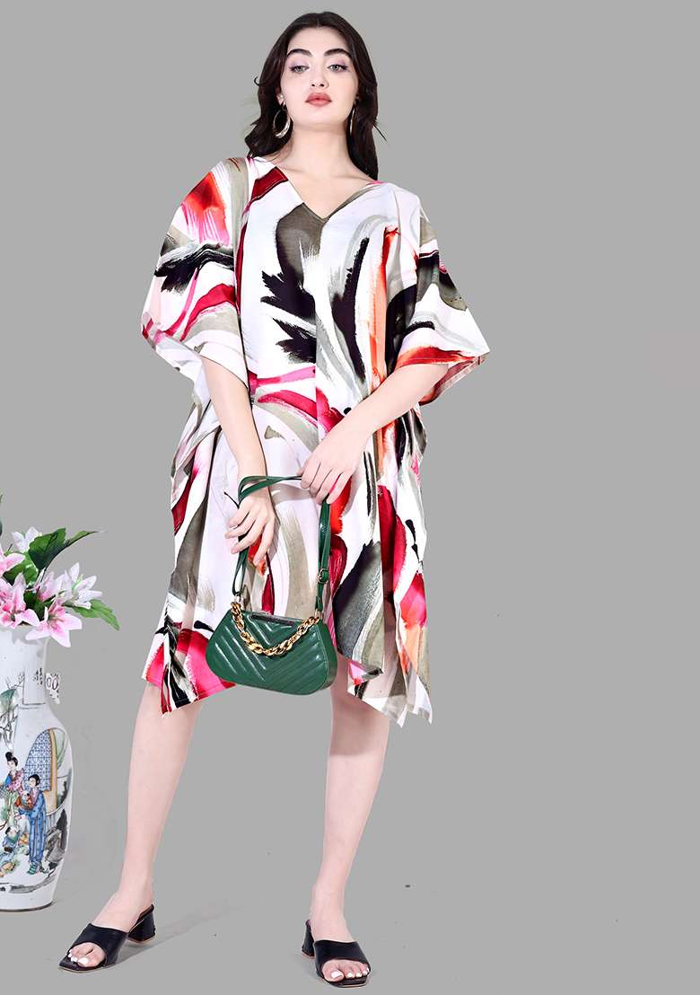 Multicolor Polyester Kaftan with Printed for Diwali | Wedding & Festive Wear - Indya