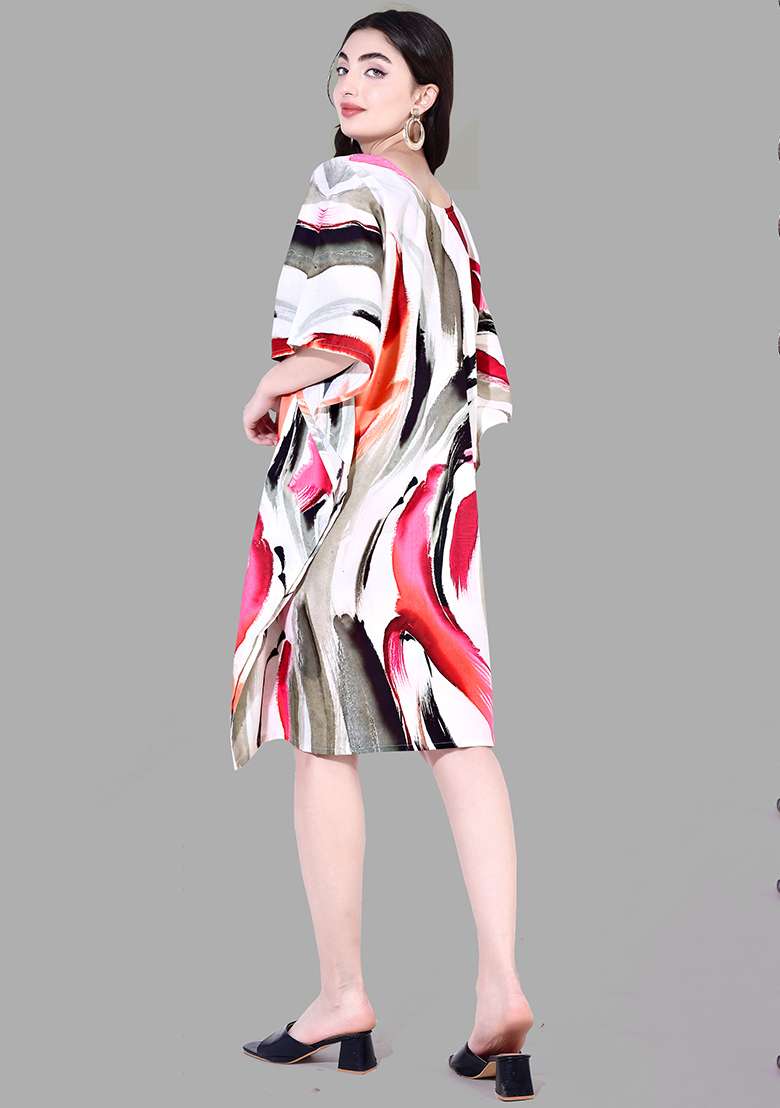 Multicolor Polyester Kaftan with Printed for Diwali | Wedding & Festive Wear - Indya