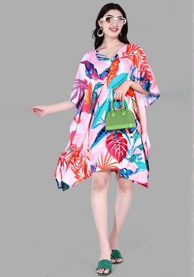 Multicolor Digital Printed Polyester Crepe Kaftan