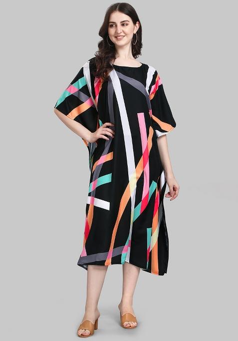 Multicolor Digital Printed Poly Rayon Kaftan