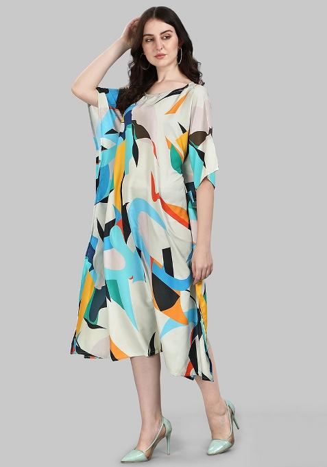 Multicolor Digital Printed Poly Rayon Kaftan