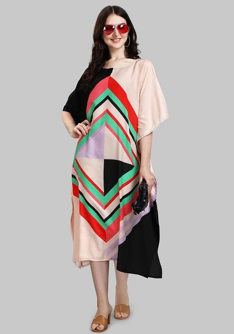 Multicolor Digital Printed Poly Rayon Kaftan