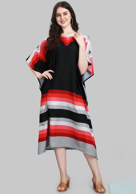 Multicolor Digital Printed Poly Rayon Kaftan