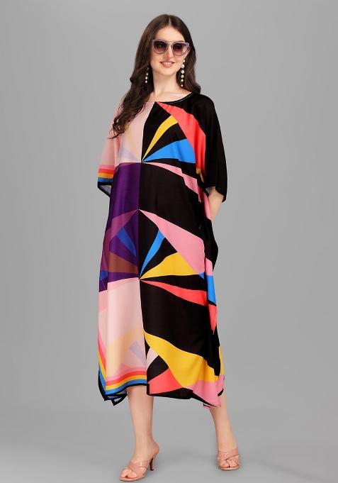 Multicolor Digital Printed Poly Rayon Kaftan