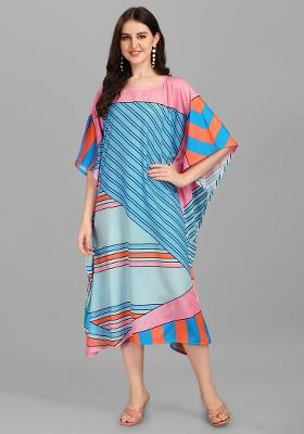 Multicolor Digital Printed Poly Rayon Kaftan