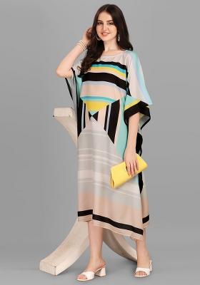 Multicolor Digital Printed Poly Rayon Kaftan