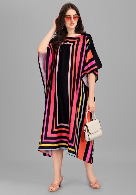 Multicolor Digital Printed Poly Rayon Kaftan