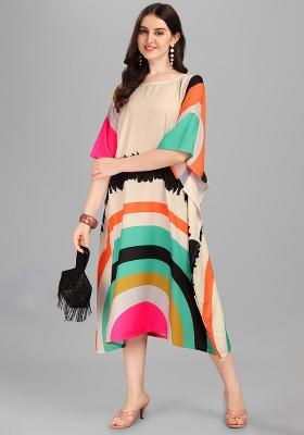 Multicolor Digital Printed Poly Rayon Kaftan